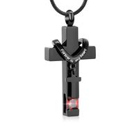 Forever in My Heart Birthstone Personalized Double Cross Urn Pendant Cremation Jewelry for Ashes Cross Ashes Keepsake