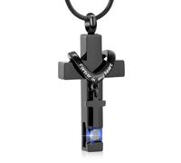 Forever in My Heart Birthstone Personalized Double Cross Urn Pendant Cremation Jewelry for Ashes Cross Ashes Keepsake