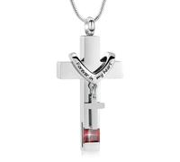 Forever in My Heart Birthstone Personalized Double Cross Urn Pendant Cremation Jewelry for Ashes Cross Ashes Keepsake