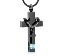 Forever in My Heart Birthstone Personalized Double Cross Urn Pendant Cremation Jewelry for Ashes Cross Ashes Keepsake