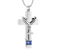 Forever in My Heart Birthstone Personalized Double Cross Urn Pendant Cremation Jewelry for Ashes Cross Ashes Keepsake
