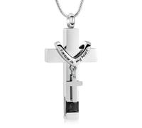 Forever in My Heart Birthstone Personalized Double Cross Urn Pendant Cremation Jewelry for Ashes Cross Ashes Keepsake