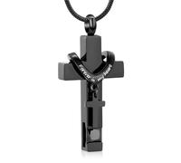 Forever in My Heart Birthstone Personalized Double Cross Urn Pendant Cremation Jewelry for Ashes Cross Ashes Keepsake