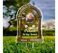 Forever In My Heart Custom Yard Sign With Photo And Name Personalized Memorial Acrylic Garden Stake Sympathy Gift For Family Members Grave Markers Memorial Gifts For Loss Of Family Friends