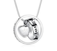 Forever in My Heart,No Longer by My Side Pet Cremation Jewelry for Ashes of Dog/Cat Funeral Keepsake Urn Necklace Paw Print Memorial Necklace