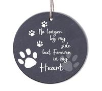 Forever in My Heart Remembrance Gifts for Loss Dogs & Cats Ornament, Grief Keepsake for Loved Pets with Pet Footprints, Grey Pets Memorial Present 3.15Inch Round