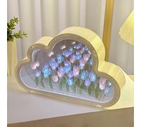 Forever Infinite Cloud Mirror Tulip Lamp, Fully Assembled Tulip Mirror Night Light with DIY Decorative Night Lamp for Bedroom (Color)