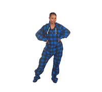 Forever Lazy Footed Adult Onesies, One-Piece Pajama Jumpsuits for Men and Women, Unisex. with Detachable Feet. - - Large