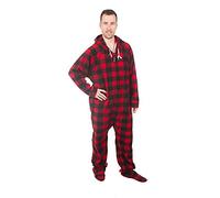 Forever Lazy Footed Adult Onesies, One-Piece Pajama Jumpsuits for Men and Women, Unisex. with Detachable Feet. - Red - XL