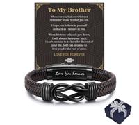 Forever Linked Together Braided Leather Bracelets for Grandson Husband Son Brother, To My Grandson Bracelet from Grandma, Leather Bracelet Engraved Love You Forever for Men