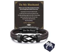 Forever Linked Together Braided Leather Bracelets for Grandson Husband Son Brother, To My Grandson Bracelet from Grandma, Leather Bracelet Engraved Love You Forever for Men