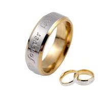 Forever Love Silver Ring - Timeless Commitment, Dual-Tone Silver and Gold Promise Ring for Couple, Fasion Engraved Anniversary Wedding Engagement Ring Jewelry Gift for Women Men (9,#Women)