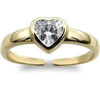 Forever Mine Fine Jewellery Company Solid 9ct Yellow Gold Adjustable Toe Ring with a Sparkey rub over set Cubic Zirconia Heart Gift Boxed