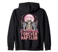 Forever Nap Club Funny Skeleton Halloween Design Zip Hoodie