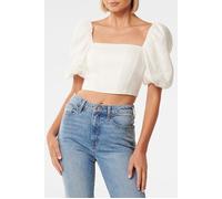 Forever New Briar Puff Sleeve Linen Top Porcelain size 16 | Blouses Outlet | Women | White 16