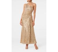 Forever New Carolyn Sequin Asymmetrical Gown Soft Gold size 10 | Maxi Dresses Outlet | Women | Yellow 10