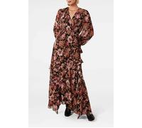 Forever New Maria Ruffle Midi Dress Black Delphi Floral size 6 | Maxi Dresses Outlet | Women | Black 6
