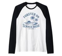 Forever On Summer Break Est 2026 Retro Tropical Beach Lover Raglan Baseball Tee