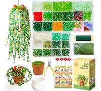 Forever Plant Kit Green Beads for Plant Making,Leaf Flower Beads for Beaded Plants with Plant Pot, Green Beads for Jewelry Making DIY Crafts Kit Plants Lover Gifts