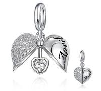 FOREVER QUEEN Birthstone Charms Open Heart Zirconia Dangle Charms 925 Sterling Silver Birthday Charm Bead for Bracelets Necklace (April birthstone)