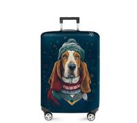 FOREVER QUEEN Christmas Luggage Cover Elastic Suitcase Cover Protector Fits 20-34 Inch Suitcase Travel Accessories, Cute dog with hat, M(fits 24-26Inch suitcase), Marble