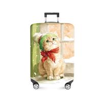 FOREVER QUEEN Christmas Luggage Cover Elastic Suitcase Cover Protector Fits 20-34 Inch Suitcase Travel Accessories, Cute Cat - Style 1, M(fits 24-26Inch suitcase), Marble