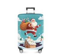 FOREVER QUEEN Christmas Luggage Cover Elastic Suitcase Cover Protector Fits 20-34 Inch Suitcase Travel Accessories, Santa Claus carrying a bag, S(fits 20-22inch suitcase), Marble