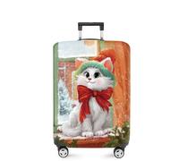 FOREVER QUEEN Christmas Luggage Cover Elastic Suitcase Cover Protector Fits 20-34 Inch Suitcase Travel Accessories, cute cat, L(fits 28-30Inch suitcase), Marble
