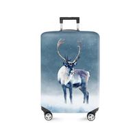 FOREVER QUEEN Christmas Luggage Cover Elastic Suitcase Cover Protector Fits 20-34 Inch Suitcase Travel Accessories, Winter reindeer, L(fits 28-30Inch suitcase), Marble