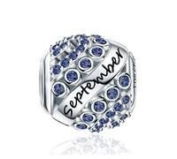 FOREVER QUEEN January Birthstone Charms fit Charms Bracelet 925 Sterling Silver with 5A Cubic Zirconia, Happy Birthday Bead Charms for Pandora Bracelet