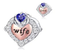 FOREVER QUEEN Love Heart Wife June Birthstone Charm for Bracelet 925 Sterling Silver Wife Charms Bead for Bracelet, Best Birthday Gift for Wife With Jewelry Box