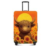 FOREVER QUEEN Spring Flower Luggage Cover Suitcase Protector Suitcase Cover Anti-Scratch,Stretchable Bag Cover Washable Durable Polyester, Cow - Sunflower, L(fits 28-30Inch suitcase), Flower