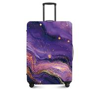 FOREVER QUEEN Spring Flower Luggage Cover Suitcase Protector Suitcase Cover Anti-Scratch,Stretchable Bag Cover Washable Durable Polyester, Purple, M(fits 24-26Inch suitcase), Marble