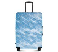 FOREVER QUEEN Spring Flower Luggage Cover Suitcase Protector Suitcase Cover Anti-Scratch,Stretchable Bag Cover Washable Durable Polyester, Blue checkered pattern, S(fits 20-22inch suitcase), Flower