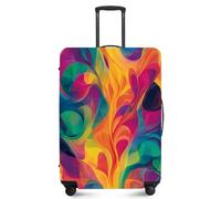 FOREVER QUEEN Travel Luggage Cover for 18-32 Inch Suitcases, Anti-Scratch Waterproof Protector - Elastic Washable Fits Checked & Carry On Baggage, Rainbow Swirl, L(fits 28-30Inch suitcase)