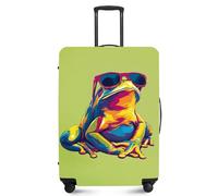 FOREVER QUEEN Travel Luggage Cover for 18-32 Inch Suitcases, Anti-Scratch Waterproof Protector - Elastic Washable Fits Checked & Carry On Baggage, Sunglasses Frog, M(fits 24-26Inch suitcase)