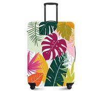 FOREVER QUEEN Travel Luggage Cover for 18-32 Inch Suitcases, Anti-Scratch Waterproof Protector - Elastic Washable Fits Checked & Carry On Baggage, Tropical Leaves, XL(fits 32-34Inch suitcase)