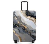 FOREVER QUEEN Travel Luggage Cover for 18-32 Inch Suitcases, Anti-Scratch Waterproof Protector - Elastic Washable Fits Checked & Carry On Baggage, Marble Gold, S(fits 20-22inch suitcase)