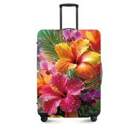 FOREVER QUEEN Travel Luggage Cover, Stretchable Suitcase Protector, Washable Durable Suitcase Cover, Anti-Scratch Dustproof Protector from Scratches Dirt Damage for Travel, Tropical Flower, L(fits 28