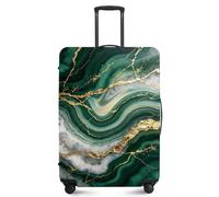 FOREVER QUEEN Travel Luggage Cover, Stretchable Suitcase Protector, Washable Durable Suitcase Cover, Anti-Scratch Dustproof Protector from Scratches Dirt Damage for Travel, Green Marble, L(fits 28