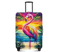 FOREVER QUEEN Travel Luggage Cover, Stretchable Suitcase Protector, Washable Durable Suitcase Cover, Anti-Scratch Dustproof Protector from Scratches Dirt Damage for Travel, Flamingo Garden, L(fits 28