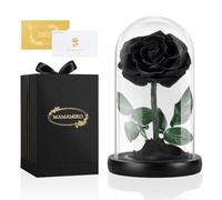 Forever Real Rose in a Glass Dome, Eternal Black Roses Flowers Preserved for 5 Years, Rose Gifts for Her Woman Wife Girlfriend on Birthday, Anniversary, Valentine's Day, Mother's Day, Christmas