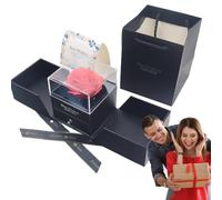 Forever Real Roses with Heart Necklace,Empty Preserved Rose Gift Box,Empty Preserved Rose Gift Box for Birthday Wife Girlfriend Mother, Her Women Handmade Forever Real Rose Flower Gift