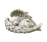 Forever Remembered: Angel Wings Pet Memorial Stone Statue, Mini Resin Dog/Cat 4.33x3.14in, Indoor/Outdoor Gift