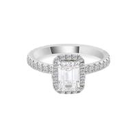 Forever Ring Engagement Rings Moissanite for Women 18K White Gold with 4 Claws Rectangle Moissanite 1Ct Size O 1/2 Elegant for Sister Cocktail Jewelry