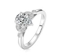 Forever Ring Wedding Ring Moissanite 9K White Gold Water Drop Size P 1/2 Elegant for Ladies Mothers Day Jewelry