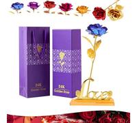 Forever Rose 24K Blue Galaxy Rose with Love Base - Valentine's Day Gift for Her, Birthday Present for Women, Mom, Girlfriend - Mother's Day Christmas Anniversary