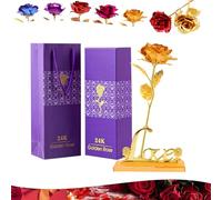 Forever Rose 24K Gold Galaxy Rose with Love Base, Valentines & Mothers Day Gift for Her