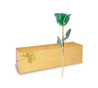 Forever Rose 24K Limited Edition Gold Dipped Emerald Rose, The May Birthstone, A Unique & Everlasting Real Green Rose Hand Dipped in 24K Gold, 11” to 12”