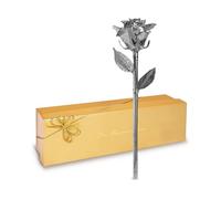 Forever Rose Real Rose Dipped in Platinum, Handcrafted Preserved Rose in Luxury Gold Gift Box, Romantic Gift for Her, Elegant Keepsake for Anniversary, Birthday, or Any Special Occasion